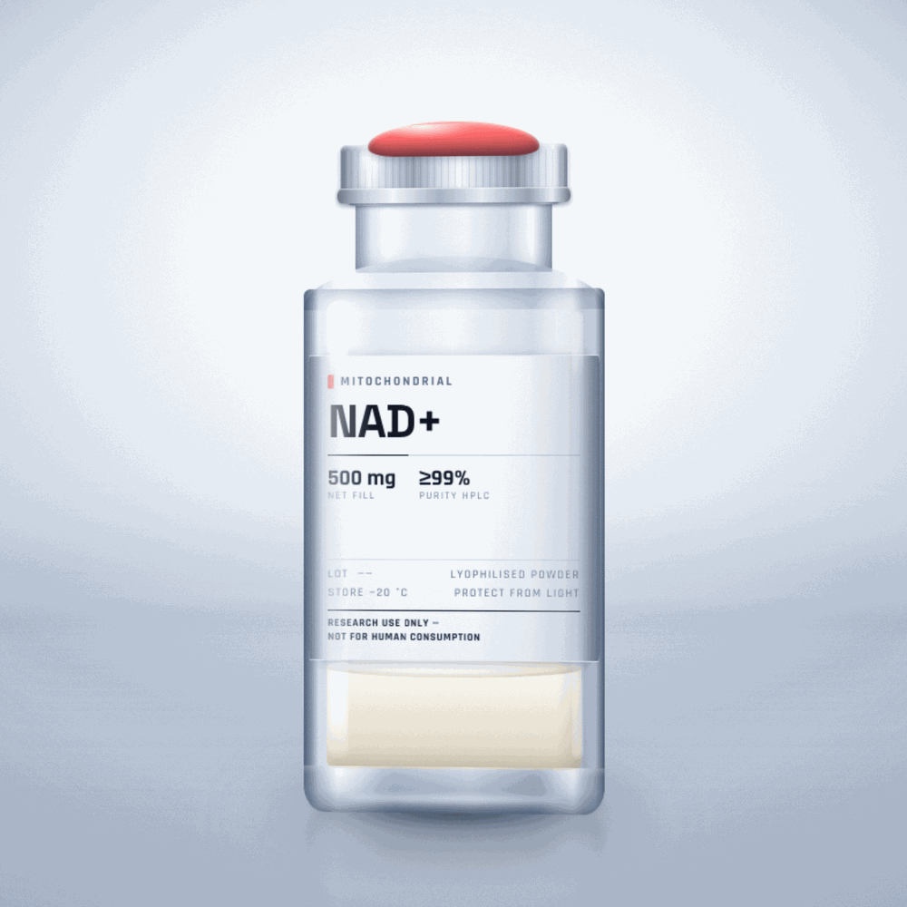 NAD+ — lyophilised research compound vial, for laboratory research use only